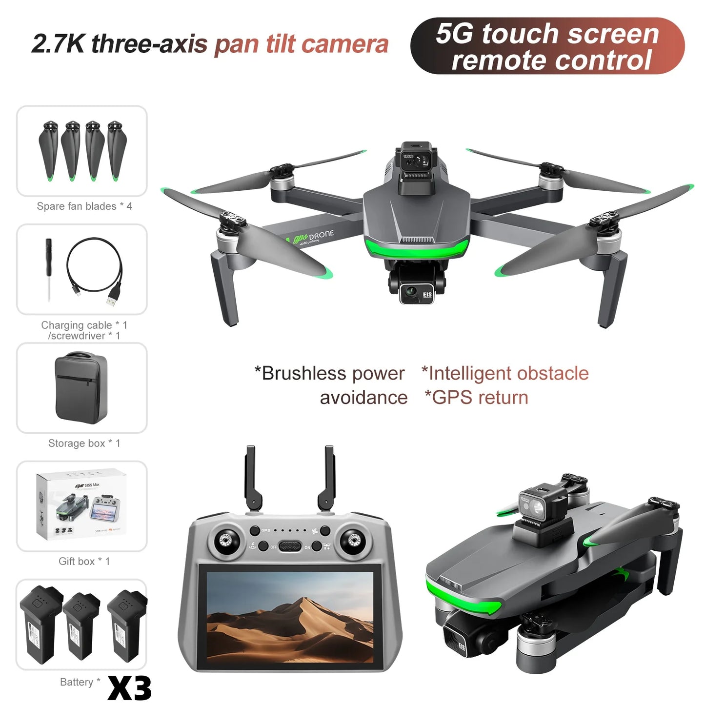2025 NEW HOT S155 GPS Drone 8K Professional Dual HD Camera 5G FPV 360° Obstacle Avoidance Brushless Motor Rc Quadcopter Dron Toy