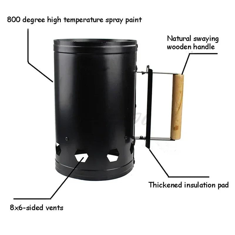 Fast Fire Starter Bucket Iron Ignition Charcoal Barrel Outdoor Kitchen Barbecue Carbon BBQ Rack Tools Accessories