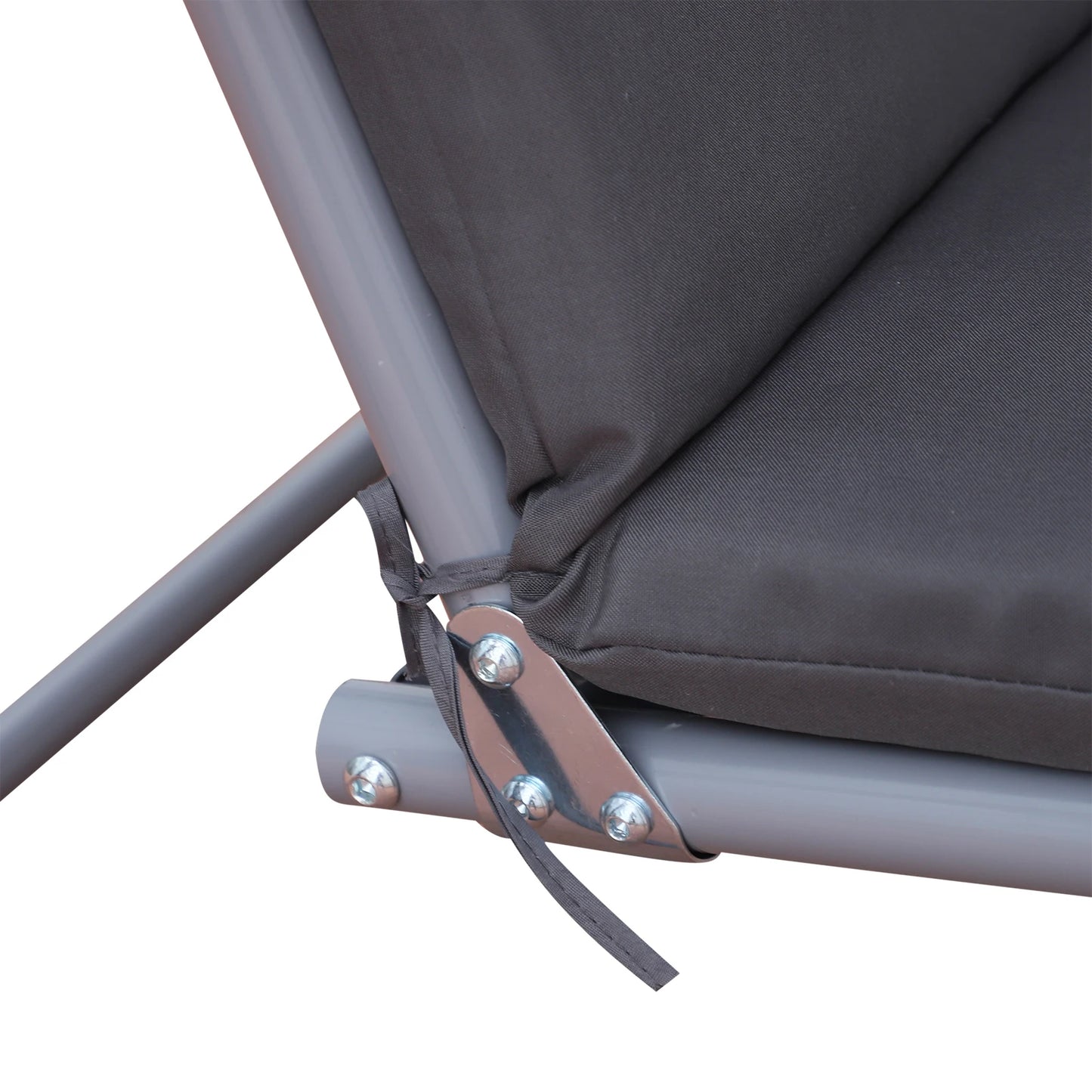 Outsunny 2 Seater Garden Swing Chair Patio Rocking Bench W/ Tilting Canopy, Double Padded Seats, Storage Bag and Tray, Grey