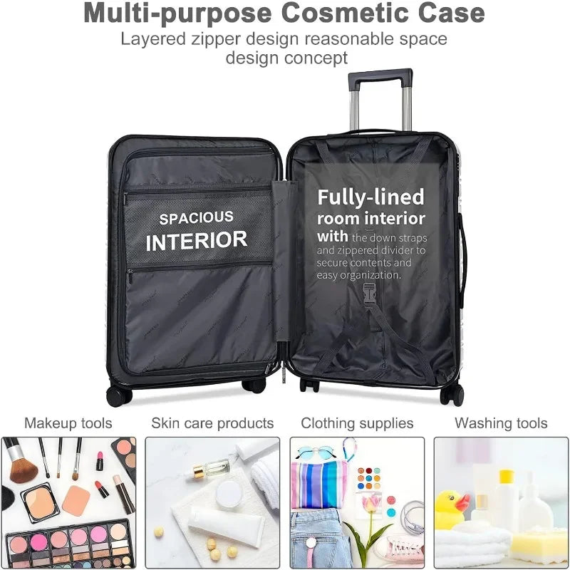 Carry On Luggage 22x14x9 Airline Approved, Hard Case Luggage Sets 2 Piece, PC+ABS Small Luggage Suitcase with TSA Lock & Spinner