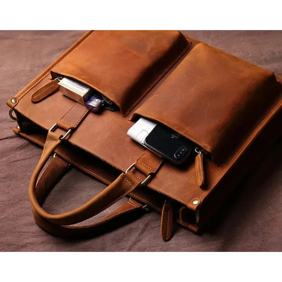 Vintage Leather Messenger Bag for Business Professional Men Durable and Stylish Briefcase