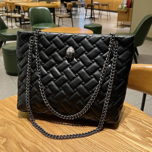 2024 Fashion Women's Bag Diamond Quilted Chain Shoulder Bag Crossbody Bag Eagle Head Tote