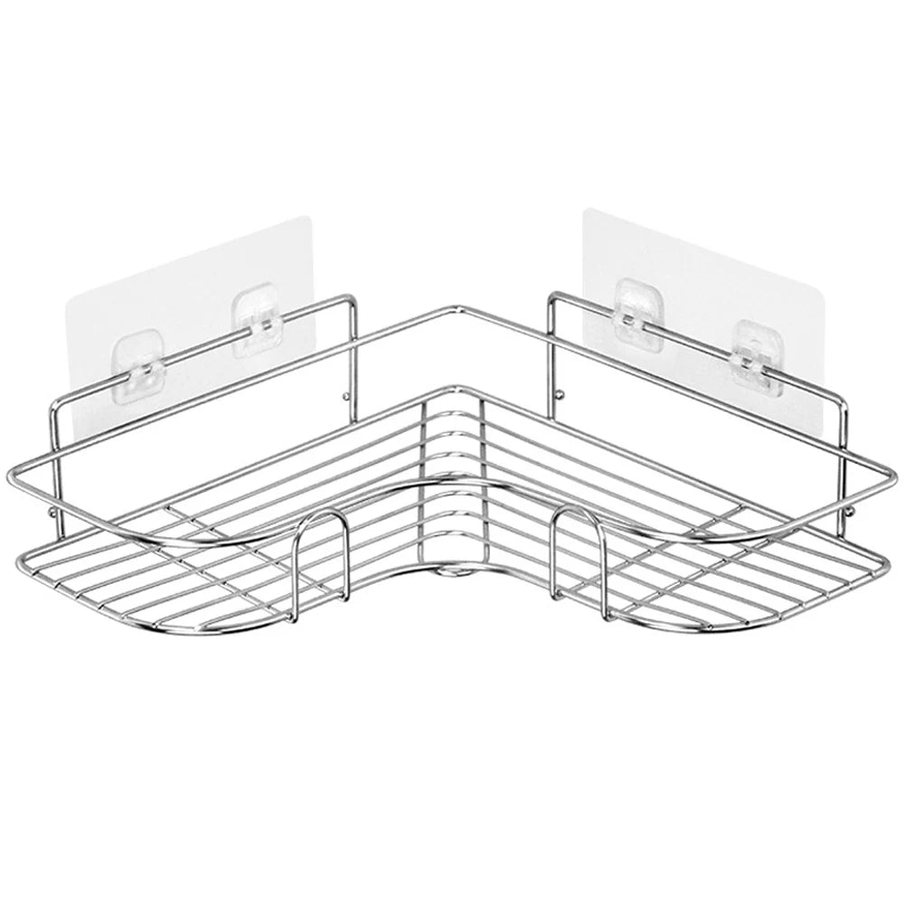 Household Bathroom Storage Rack Stainless Steel Triangular Durable Shampoo Soap Storage Shelves For Kitchen Indoor Accessories