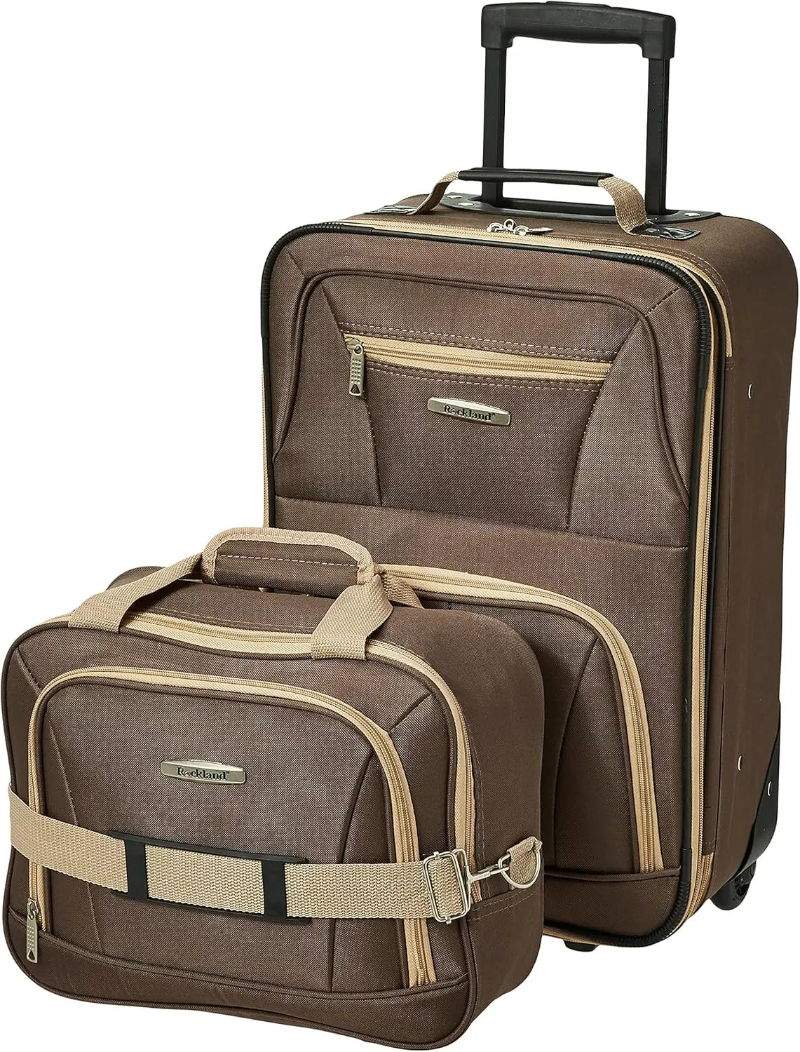Rockland Fashion Softside Upright Luggage Set, Expandable, Pink Dots, 2-Piece (14/19)