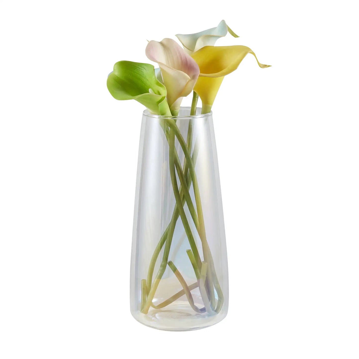 8 Iridescent Indoor Clear Glass Vase