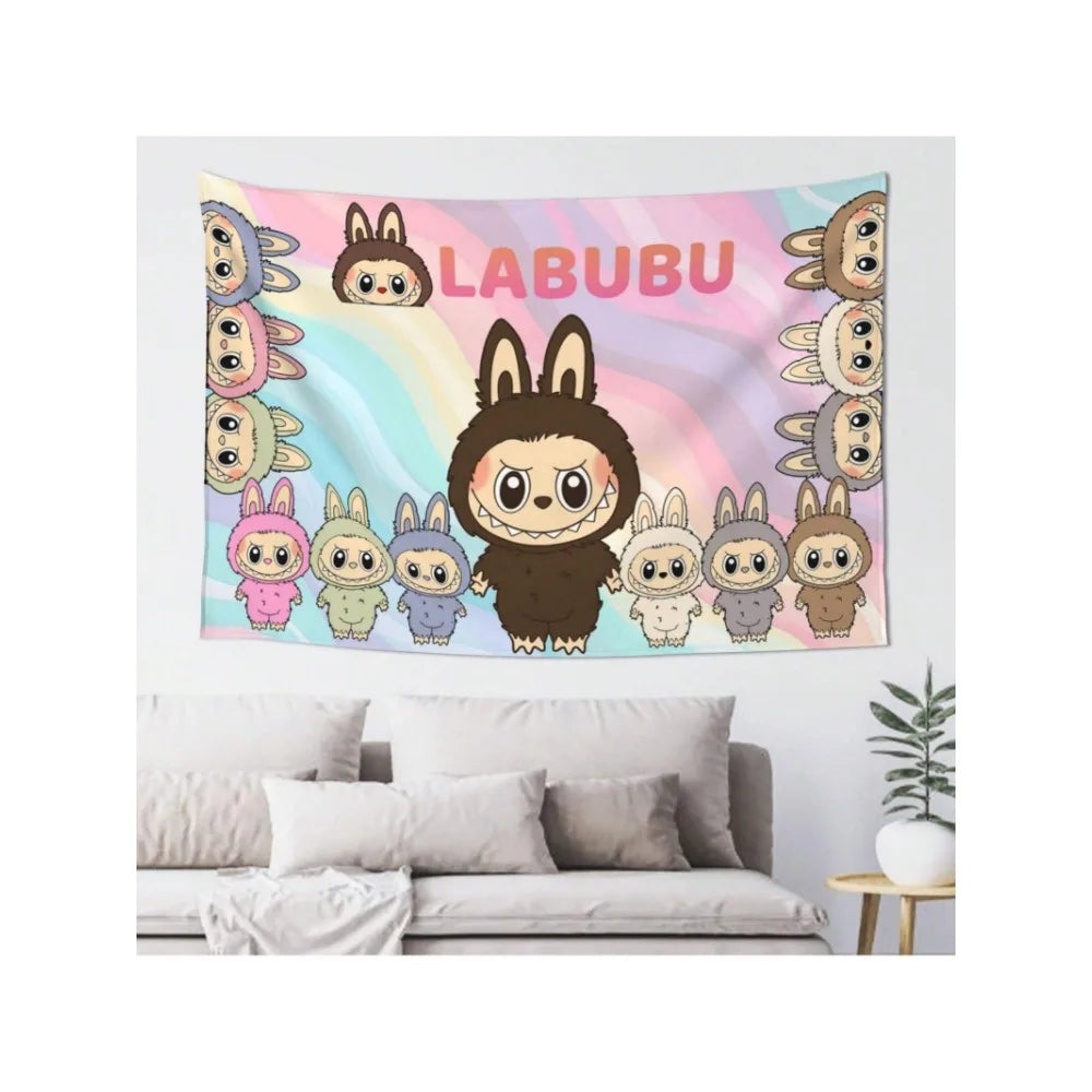Funny Labubu Tapestries,Cute Colorful Cartoon Poster Backgrounds,For Living Room Bedroom,Gift For Fans,Birthday Graduation