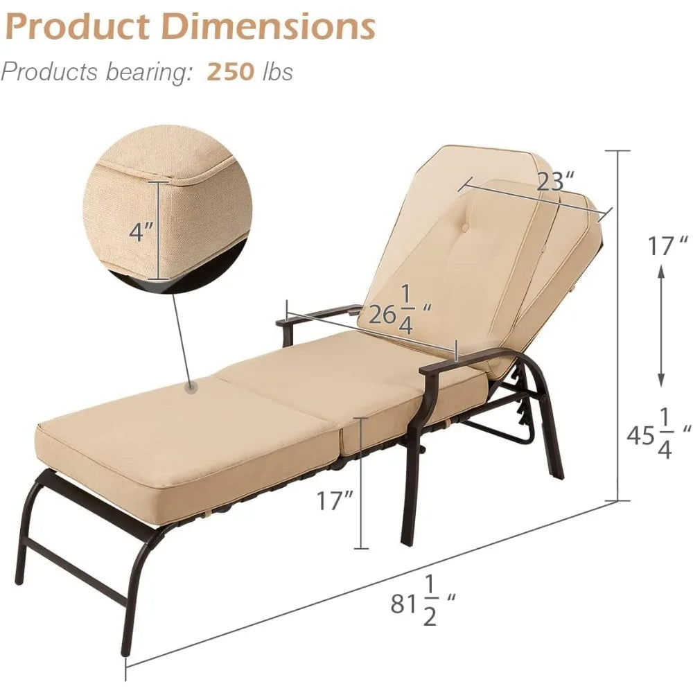 Adjustable Recliner Chair with Armrest, Outdoor Chair for Patio, Garden and poolside