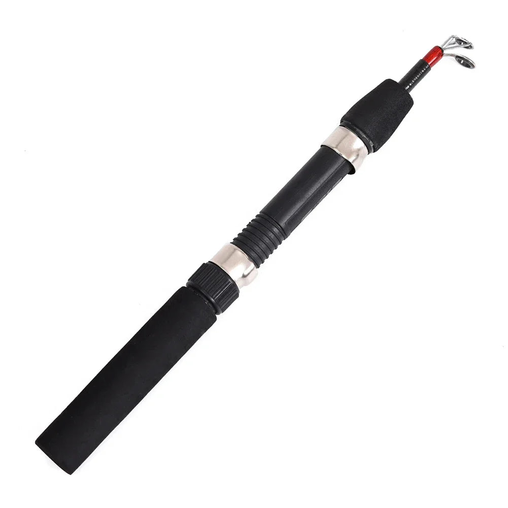 Winter Ice Fishing Rod with Reel Outdoor Fishing Mini Feeder 2 Sections Telescopic Fishing Pole Wheel Tackle Rod Combo Set