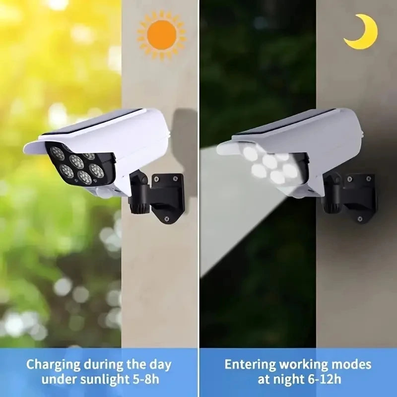 Outdoor Camping Solar Lights Motion Sensor 77 LED FloodLight Wireless Waterproof Dummy Fake Camera Courtyard Garage Street Light