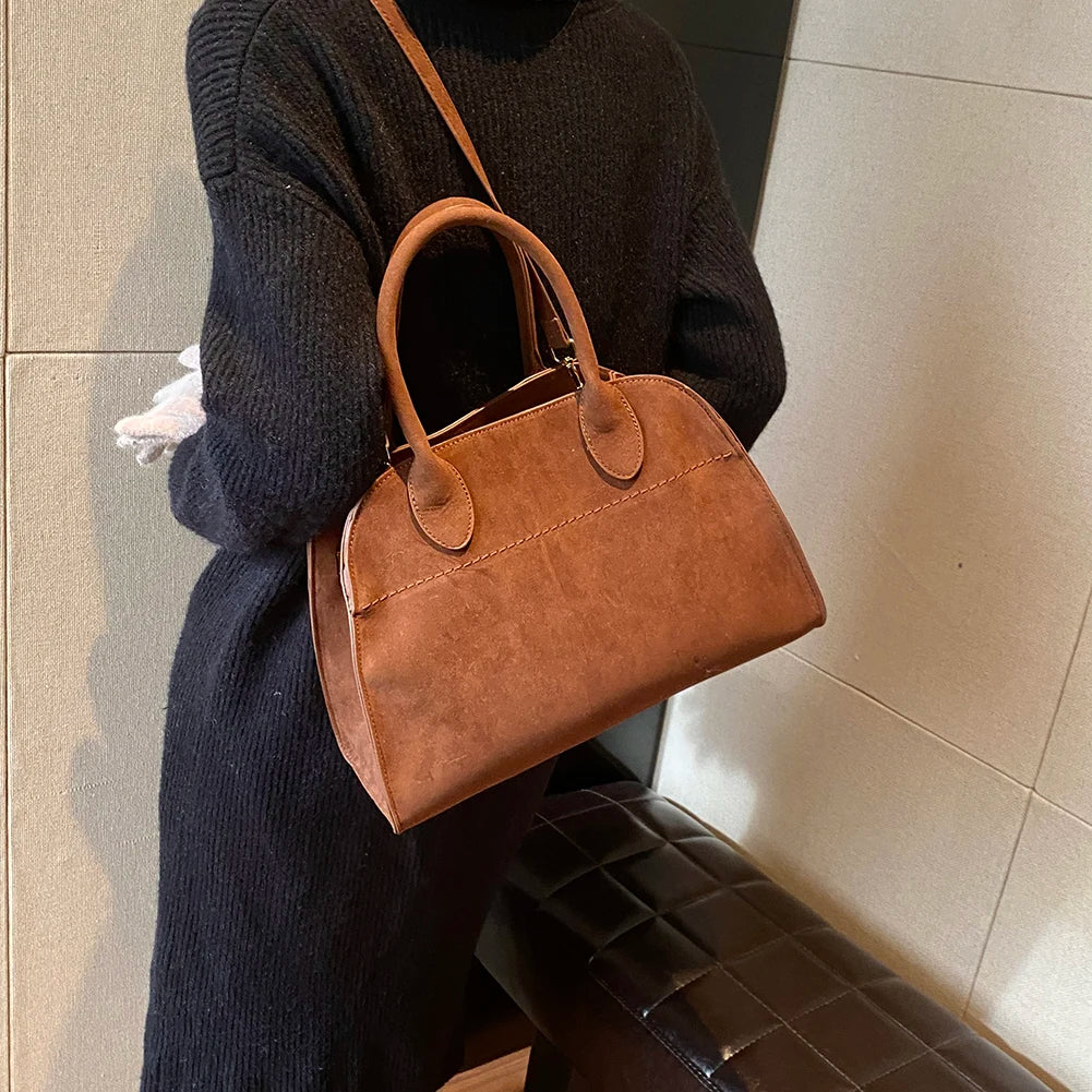 Women Suede Tote Bag Suede Shoulder Bag Stylish Crossbody Bags Trendy Carrying Bag Fashion Designer Bags Top-handle Satchel Bag