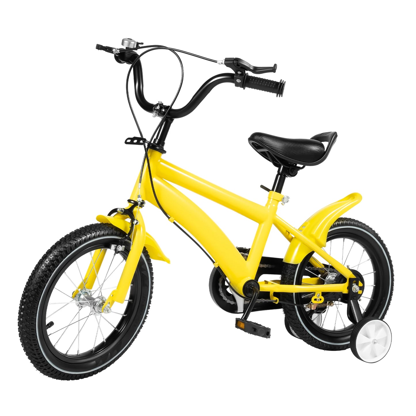 14inch Children's Bicycle with Training Wheel for 2-5 Year-Old Boys and Girls, Height Adjustable Kids Bike White/Yellow/Red/Blue