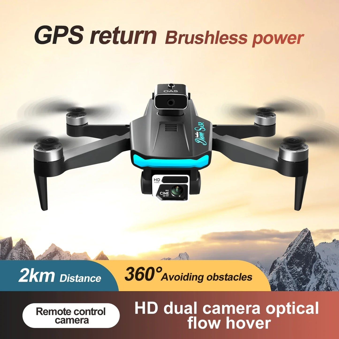 S132 Brushless Drone GPS Aircraft Electric Adjustment High Definition Aerial Photography Dual Camera Obstacle Avoidance 2000M