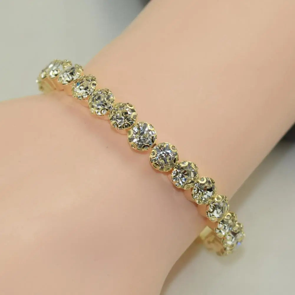 4Pcs/Set Luxury Women Necklace Jewelry Suit Electroplating High Gloss Female Shining Rhinestone Earrings Bracelet Necklace Set