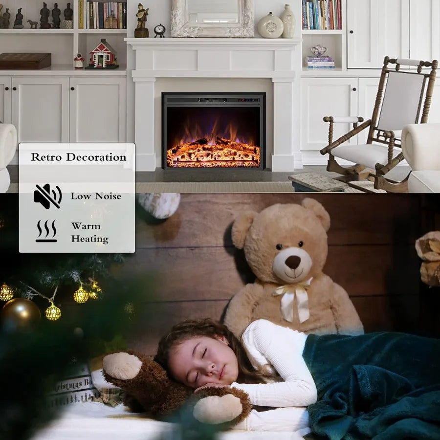 Electric Fireplace 28 Electric Fireplace Inserts for Living Room Wall Mount Recessed Fireplace Heater with Remote Control Adjus