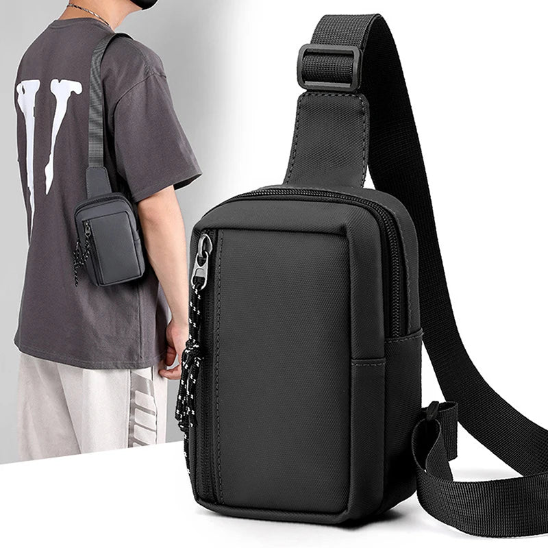 Men's Chest Bag Fashion Small Canvas Shoulder Crossbody Bags Mini Cloth Sling Sport Cross Phone Male Handbag