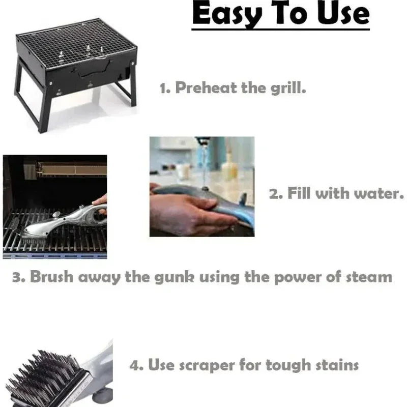 BBQ Grill Outdoor Steam Cleaning Brushes Barbecue Cleaner Suitable for Charcoal Scraper Gas Accessories Cooking Kitchen Tool