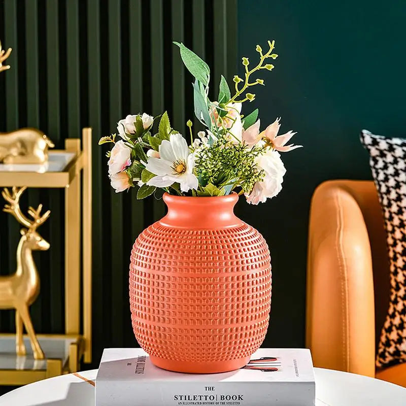 Imitation Ceramic Vase Modern Centerpiece Floral Vase Unbreakable Flower Vase For Home Decor Living Room Centerpieces And