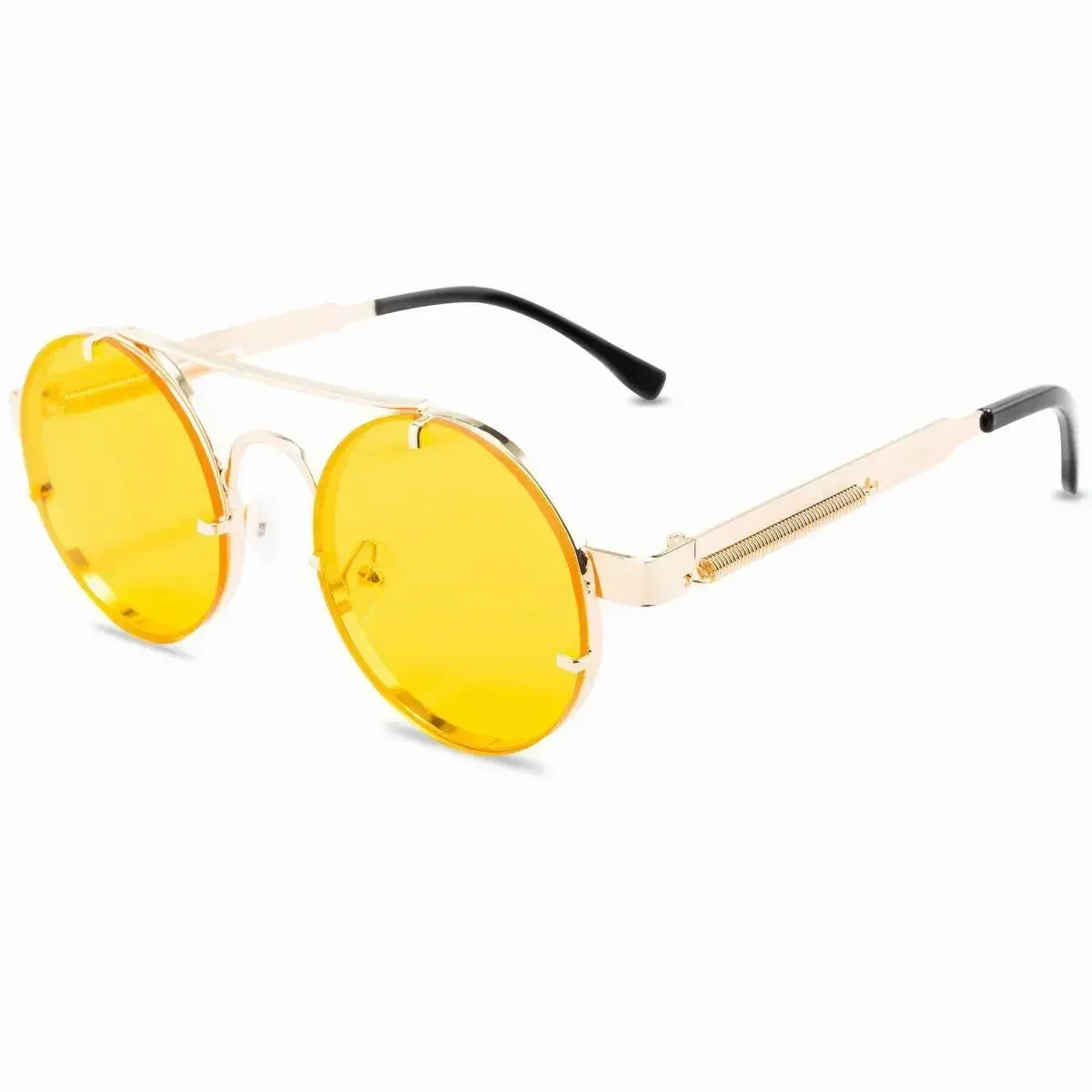 Round Steampunk Sunglasses Men Vintage Rimless Sun Glasses For Women Metal Punk Sun Glasses Elastic Temples Lentes De Sol