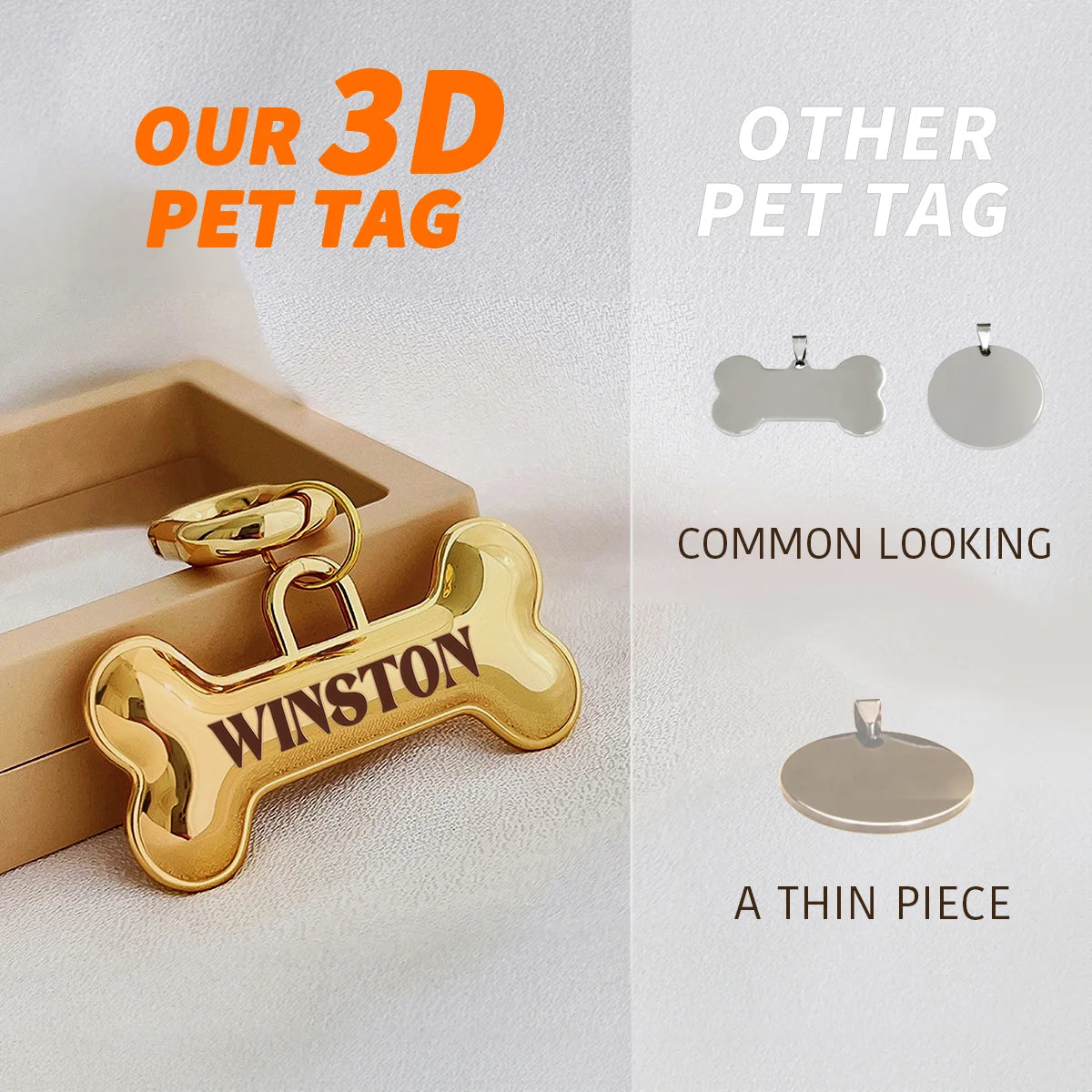 Memopaw Design Personalized Pet Dog Name Tag Copper Free Engraving Anti-lost Collars Tag for Dogs Cats Nameplate