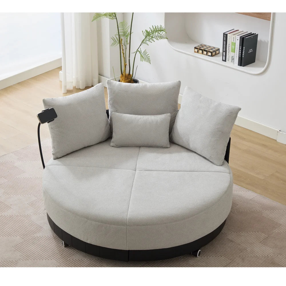 52.75'' Extra Large Round Swivel Chair, 360° Swivel Chair, Adjustable Phone Holder, Swivel Chair Chairs Living Room