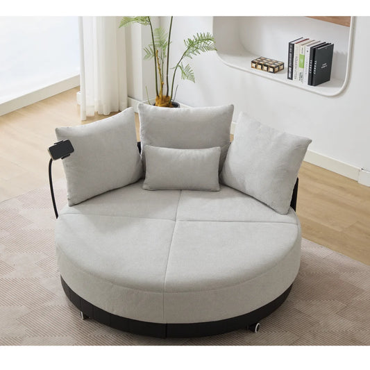 52.75'' Extra Large Round Swivel Chair, 360° Swivel Chair, Adjustable Phone Holder, Swivel Chair Chairs Living Room