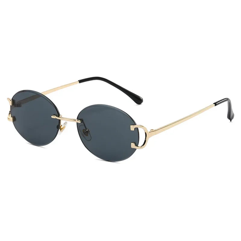 Trendy Sunglasses For Woman Summer Rimless Sunglass Oval Fashion Brand Designer Shades Pink Women's Sun Glasses UV400