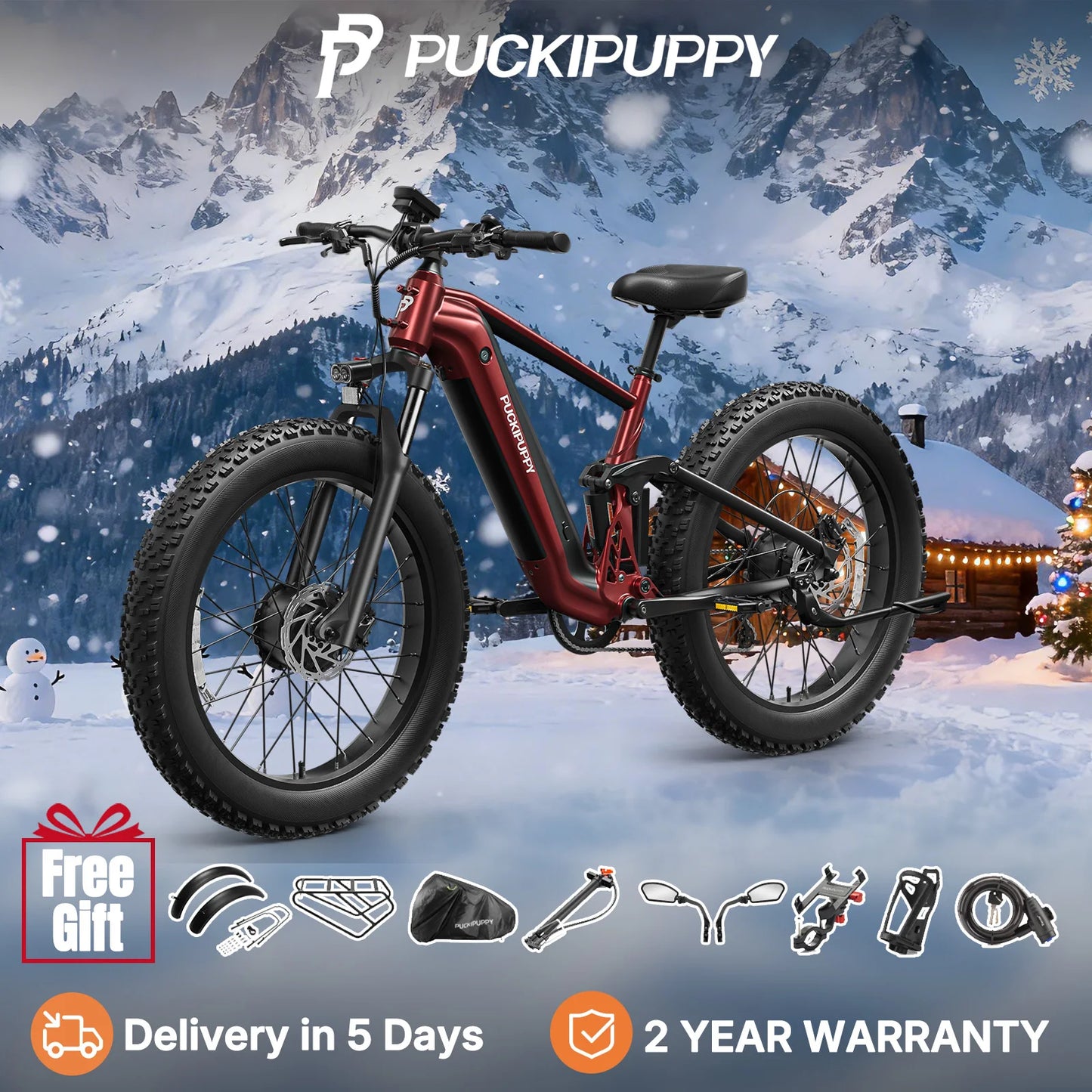 PUCKIPUPPY Golden Retriever Pro Dual Motor Electric Bicycle 1600W 48V 20AH Battery Electric Bike With Torque Sensor E Bike