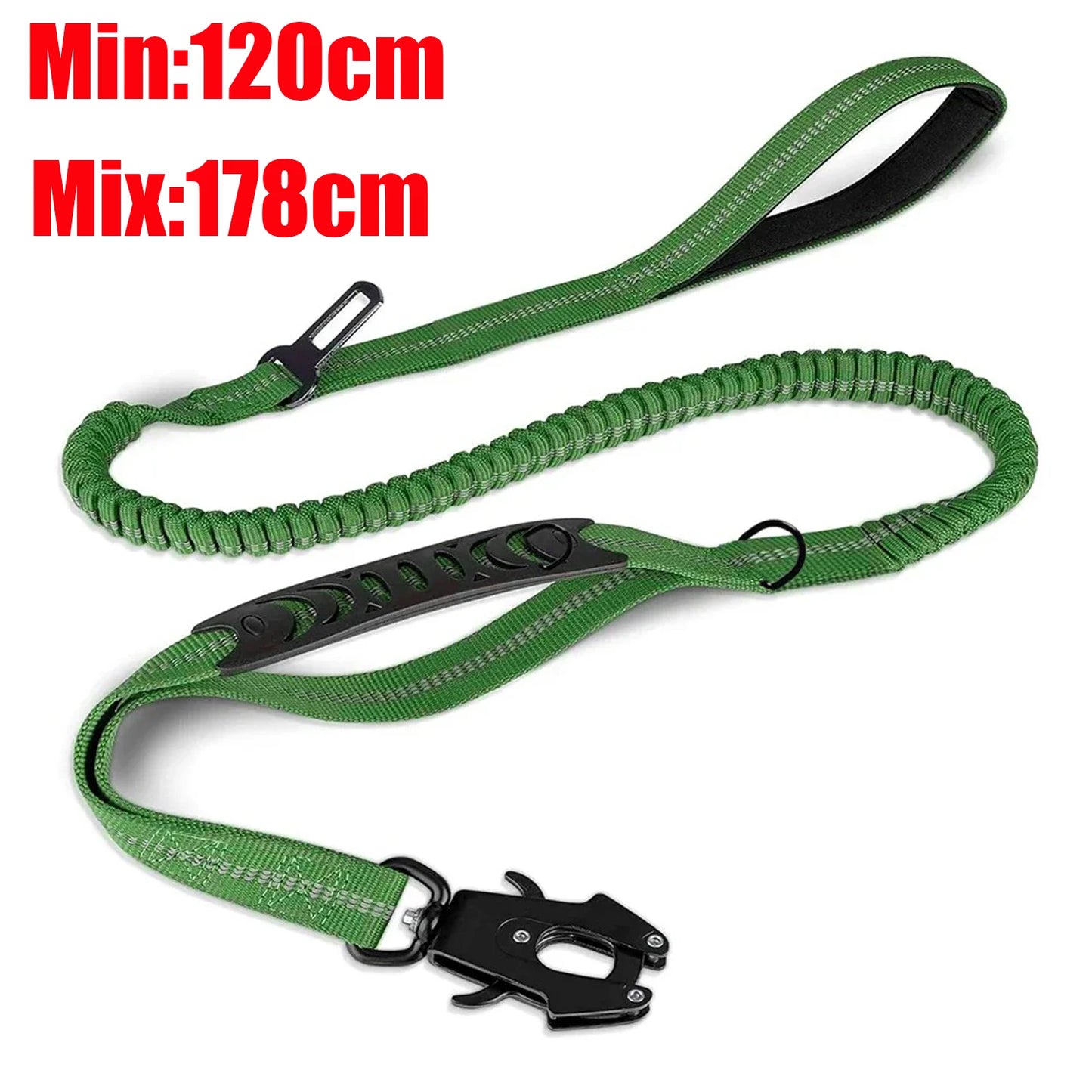 Reflective Shock Absorbing Pet Dog Leash with Car Seatbelt for Large Dogs Heavy Duty Tactical Bungee Dog Leash No Pull Dog Leash