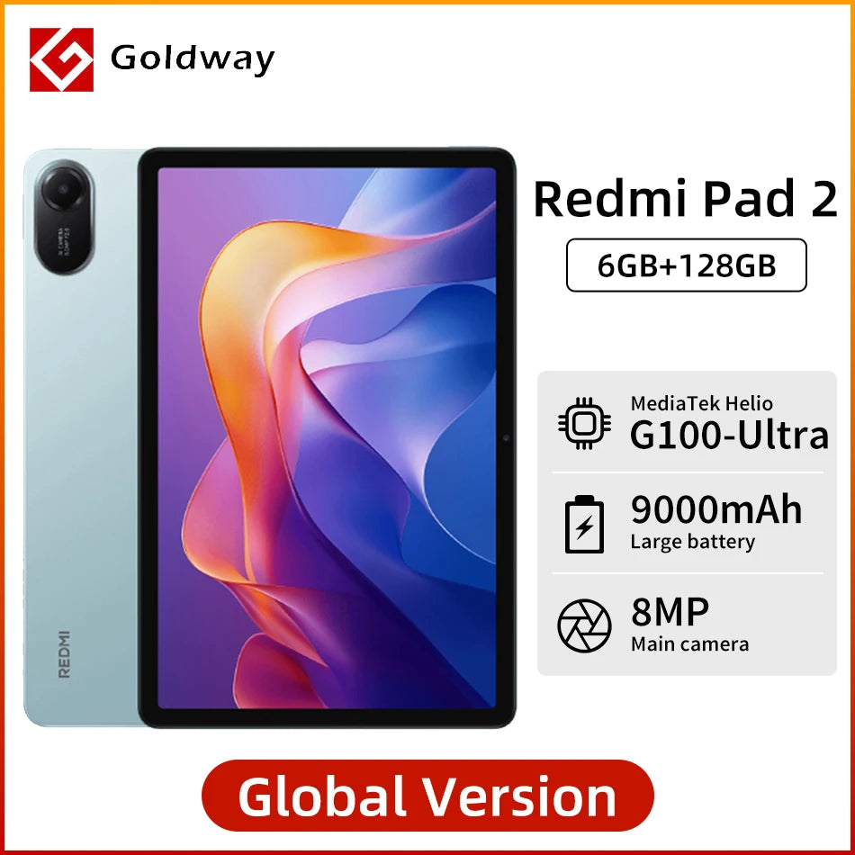 Global Version Xiaomi Redmi Pad 2 MediaTek Helio G100-Ultra 9000mAh Battery 18W Fast Charging 11" 2.5K 90Hz Display Tablets