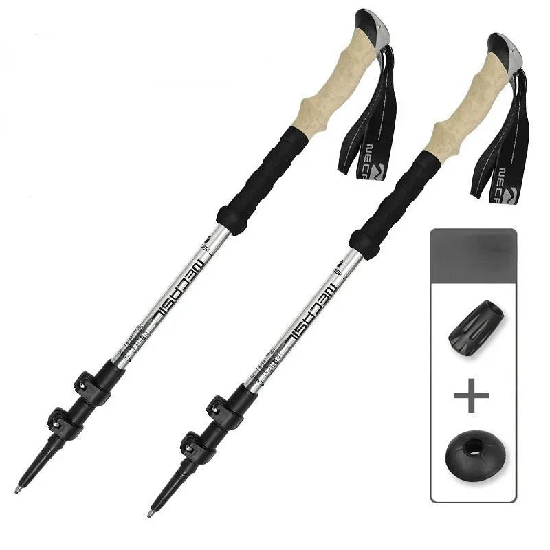 2025 New 2PCS Trekking Poles Walking Sticks Alpenstock Telescopic Ultralight Premium Adjustable with Quick Lock Hiking Cane