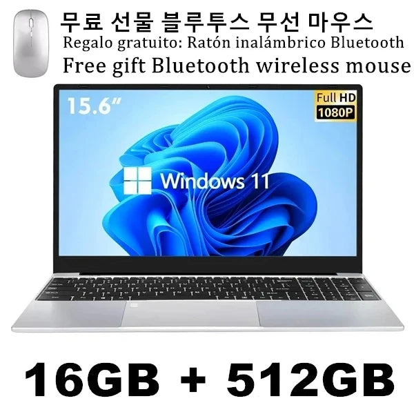 AKPAD 15.6" Laptop Computer Intel Celeron N5095 Notebook PC 8G Ram 128GB 256GB 512G SSD Office Study PC Windows 11 1080P Laptops