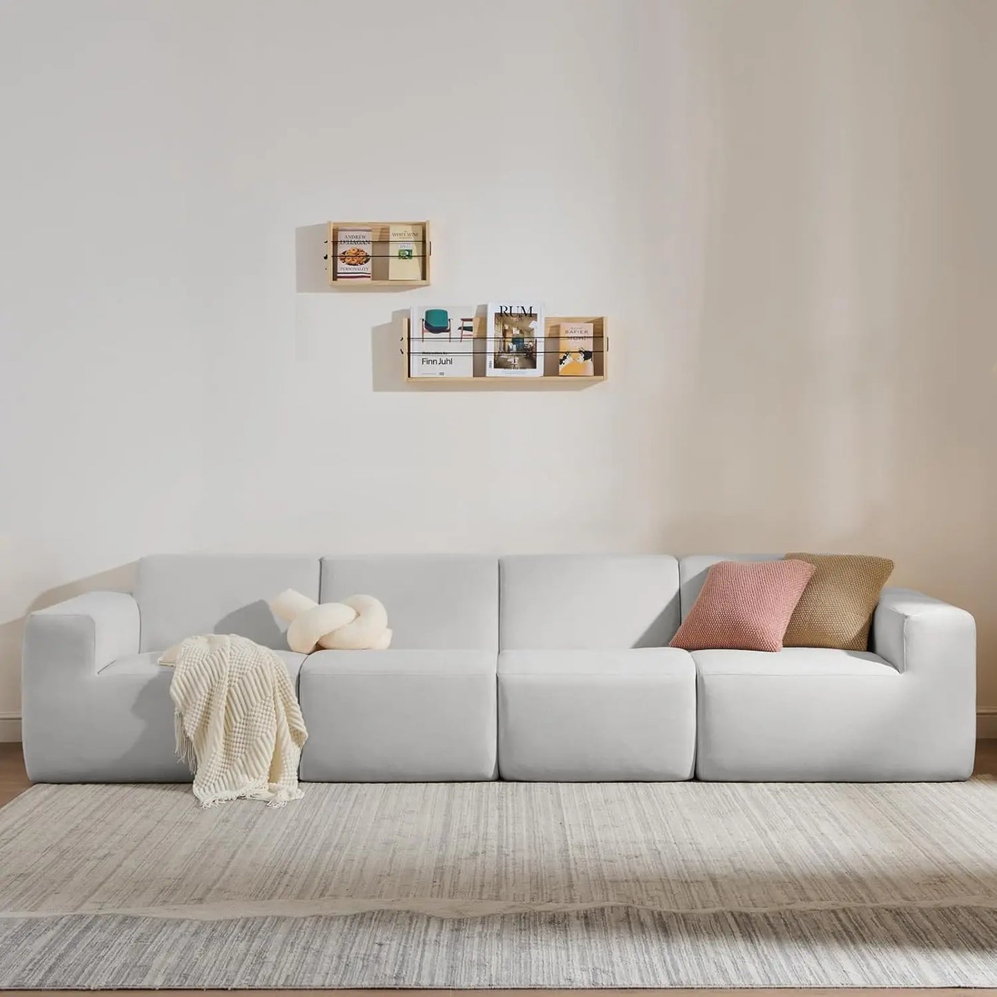Modular Sectional Sofa,101" Grey Polyester 3-Seater Couch, Deep Seat & Wide Armrest, Perfect for Living Room & Apartment