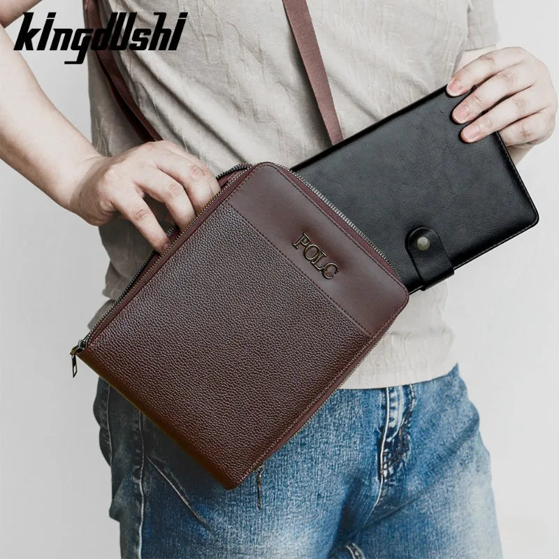 Men's casual crossbody bag, large capacity, personalized, fashionable, business men's chest bag, hand-held handbag