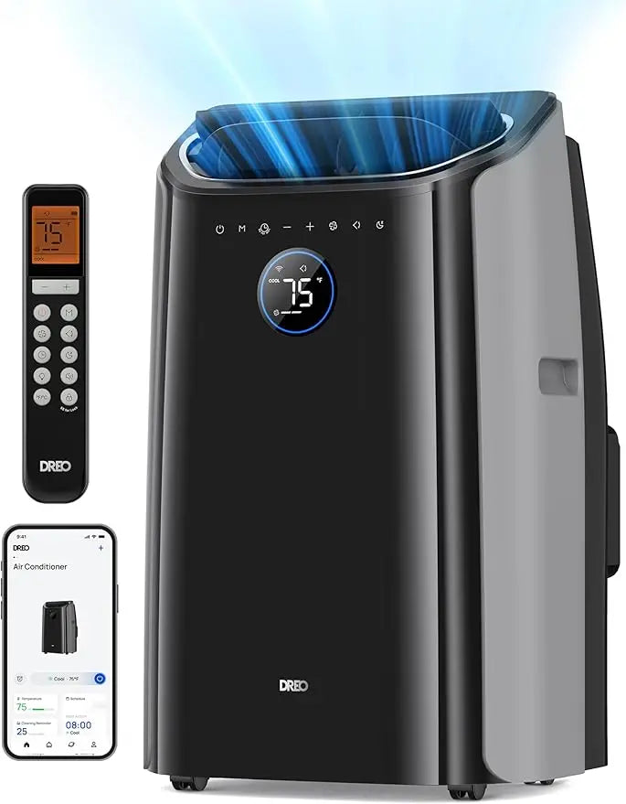 Dreo Portable Air Conditioners, 14,000 BTU AC for Bedroom with Drainage-free Cooling,46dB Quiet, APP/Voice/Remote,24h Timer