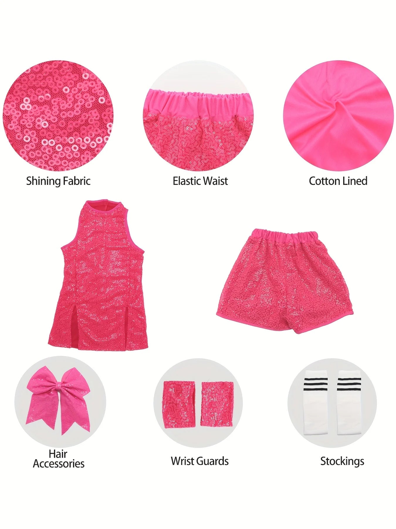 Jazz sequin dance costume girl modern dance performance costume 5pcs/set Kid hip hop sequin cheerleading Campus Party