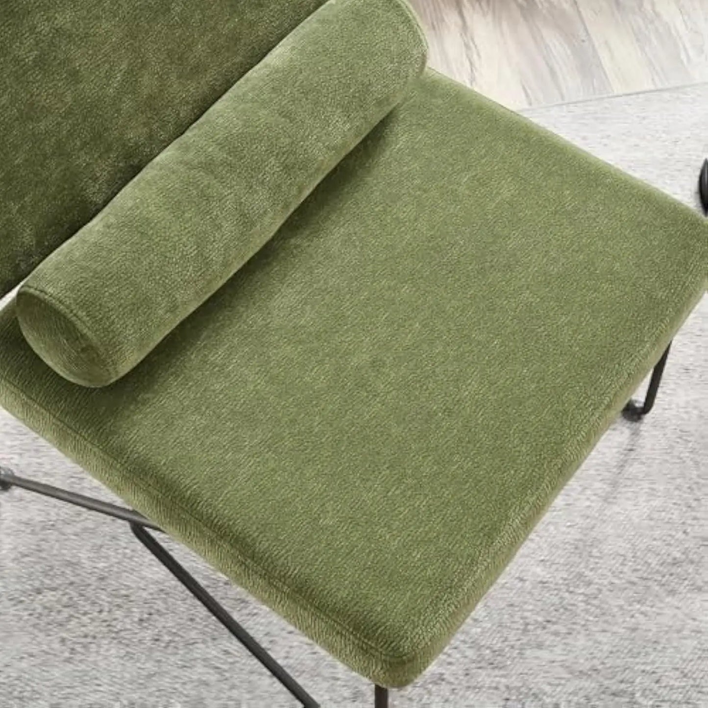 Armless Mid Century Modern Simple Accent Chair, Comfy Chenille Upholstered Living Room Chairs with Sturdy Metal Frame, Lounge R