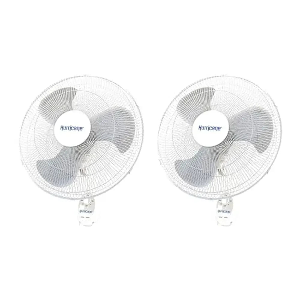 18" Oscillating Indoor Wall Mounted Fan 3-Speed Adjustable Tilt Pull Chain Control 2 Pack White Ideal Compact Spaces and