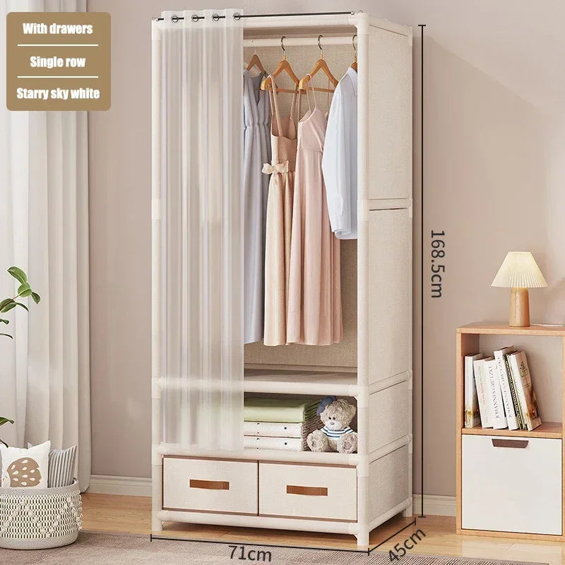 Simple Wardrobe Dustproof Wardrobe with Drawers Household Assembled Simple Storage Armoire Large Capacity Bedroom Furniture