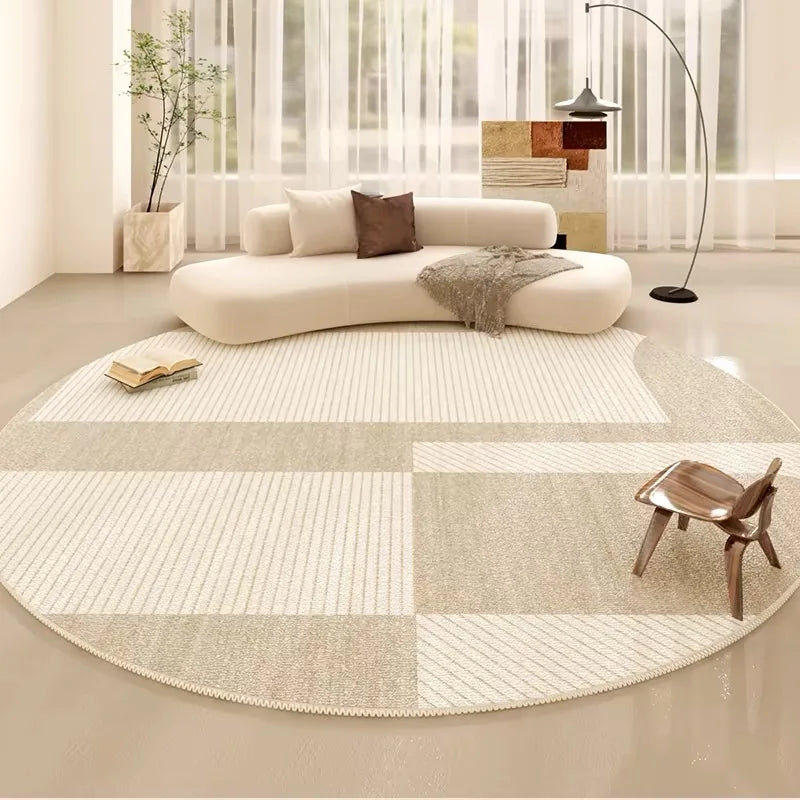 VIKAMA Summer Round Carpet, Anti-Stain Bedroom And Living Room Large Round Carpet, Dirt-Resistant Plain Carpet, Home Decoration