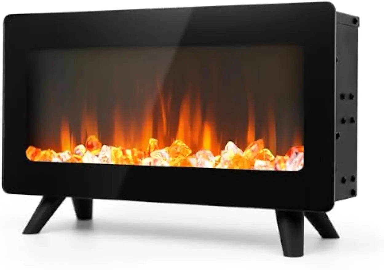 16" Electric Fireplace Heater with Realistic 3D LED Flames, Freestanding Indoor Space Heater, 750/1500W, Overheating Protection