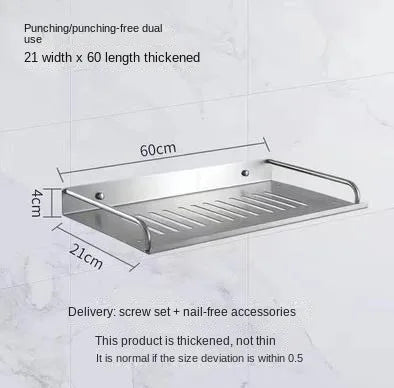 Bathroom Shelf Organizer Storage Wall Mounted Shelves Kitchen Shower Rack Stainless Steel Shampoo Holder Drain Water Accessories