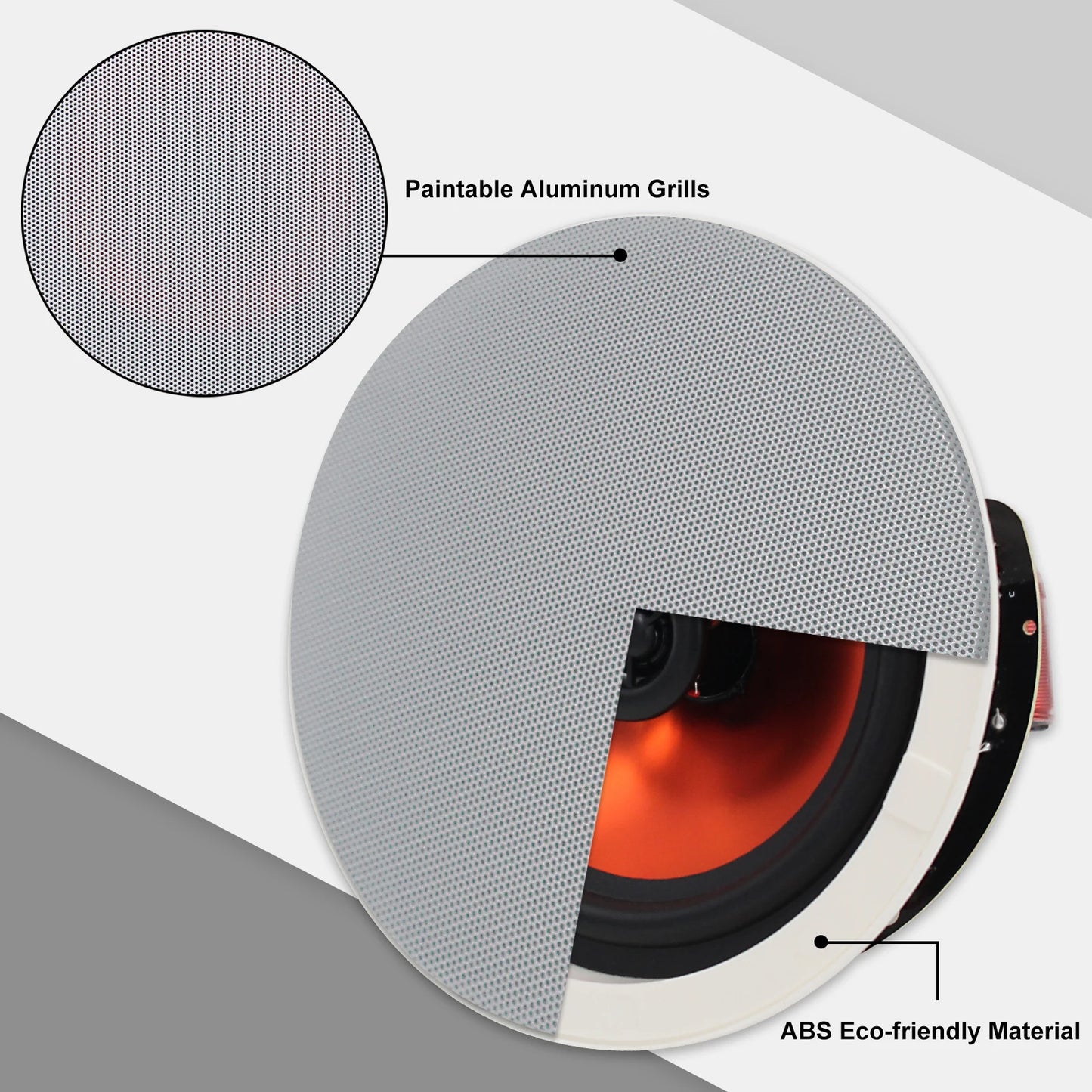Herdio 2PCS 6.5 Inch Home Audio 300W Ceiling Bluetooth Speaker Home Recessed Speaker System For Indoor Kitchen Bedroom Bathroom