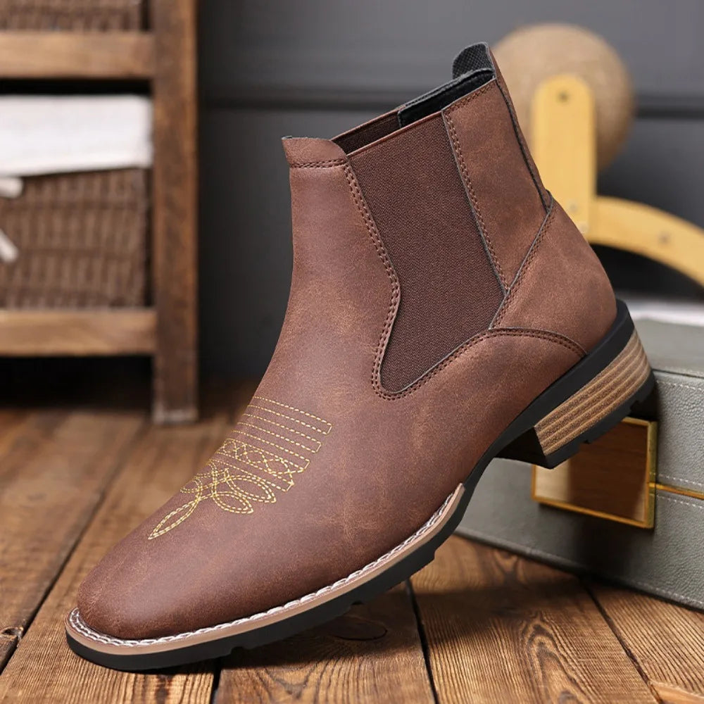 Boots for Men Chelsea Boots Embroidered Mens Boots Man Shoes Vintage Boot