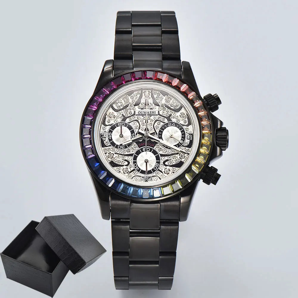 39.3mm Luxury Watches Men's Chronograph New gems watch Business Watch Men's VK63 Men's Chronograph watch VK63 Waterproof 10ATM