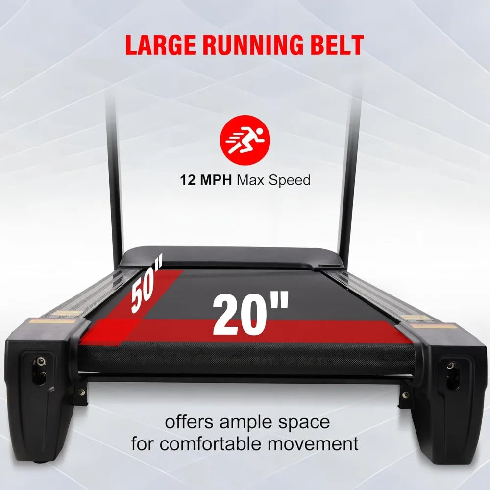 Heavy Duty Treadmill for Home, 20-Level Auto Incline Treadmill 400 LB Capacity, 0.6-12 MPH, 20" Wide Deck, LED, Customized