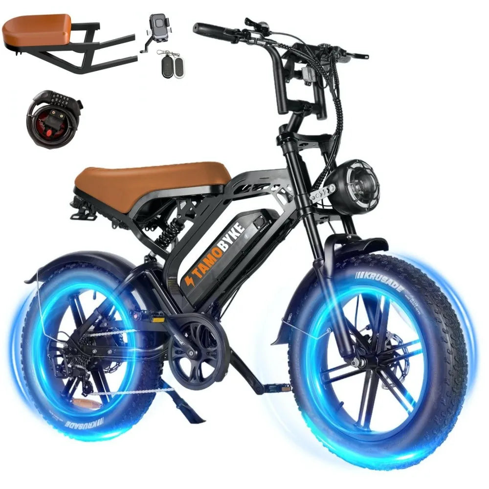 TAMOBYKE V20 Off-road Adult Electric Bike with 1500W Motor 31.5MPH 48V18.2Ah Battery, 60-Mile Range, All-terrain Performance