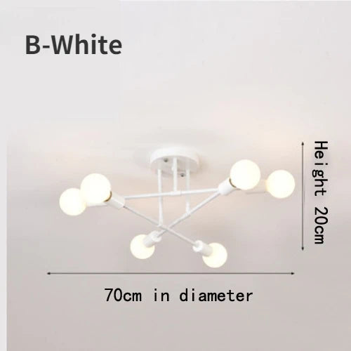Dropshipping Modern Sputnik Chandelier Nordic Semi Flush Mount Ceiling Lamp Brushed Antique Gold Home Decor Lighting Fixture