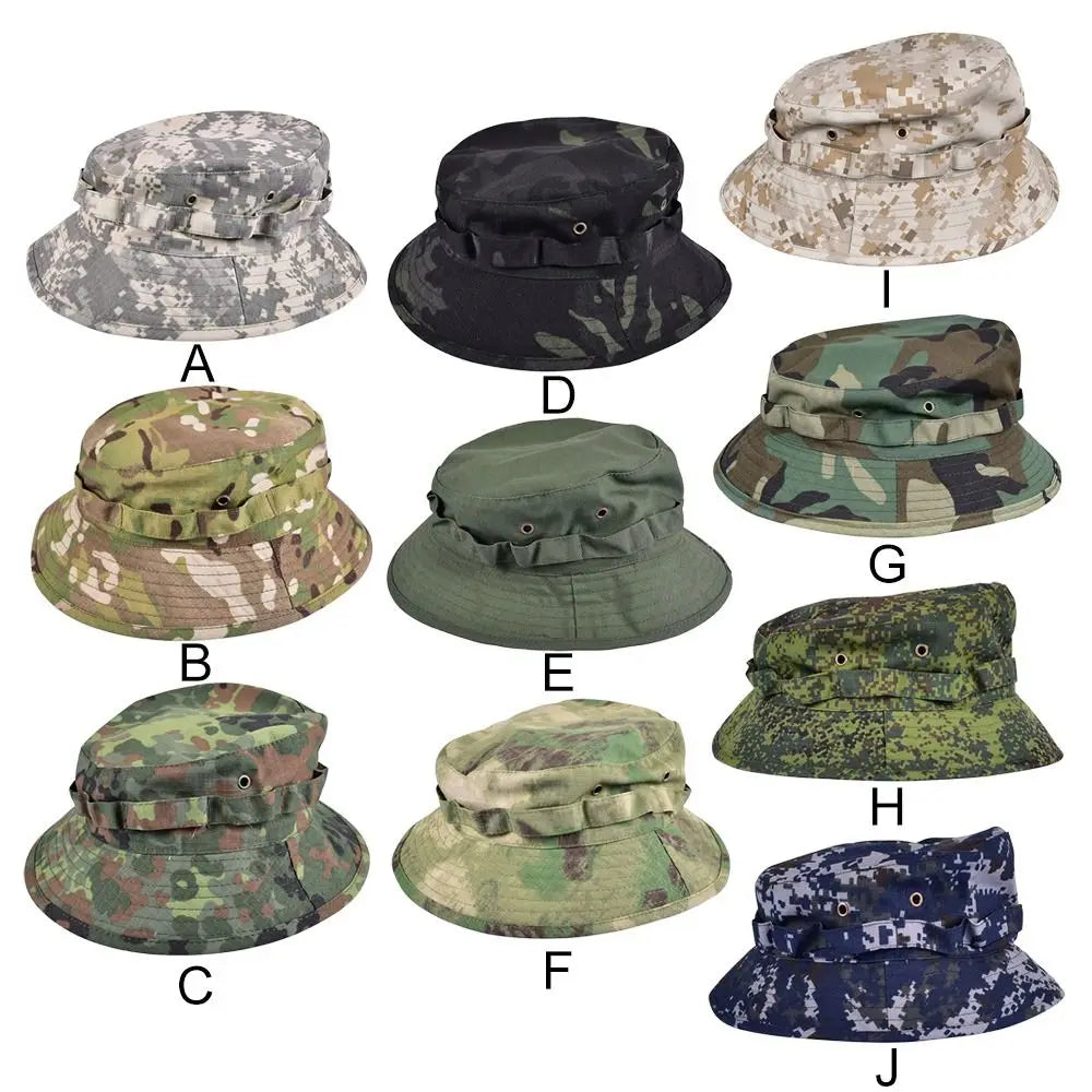 2025 New Style Bucket Hat Boonie Hunting Outdoor Wide Brim Sun Men Cap Tactics Fishing Bucket Hat Cowboy Cap