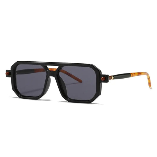 Vintage Square Sunglasses for Men Fashion 2022 Retro Double Bridge Male Sun Glasses Eyewear Trendy Brand Design Shades