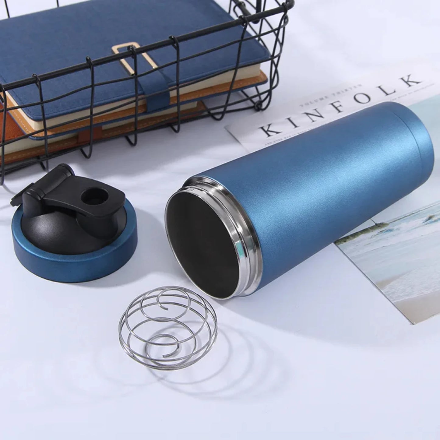 Double Layer Stainless Steel Thermos Cup 26oz Fitness Protein Powder Shake Cup Multifunction Sports Water Bottle